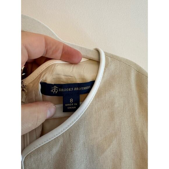 Brooks Brothers Fully Lined Linen Cream Shift Dress Preppy Capsule Size 8 - Picture 3 of 6